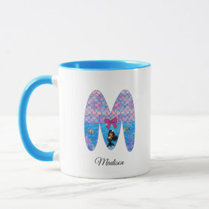 Taza Letra M del alfabeto de sirena personalizada