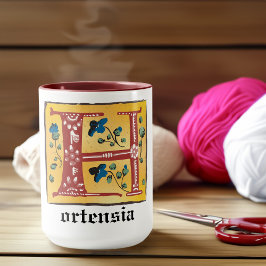 Taza Letra medieval floral iluminada H Monograma Mug