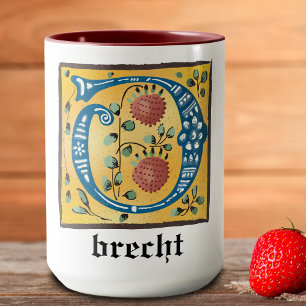 Taza Letra medieval floral iluminada O monograma mug