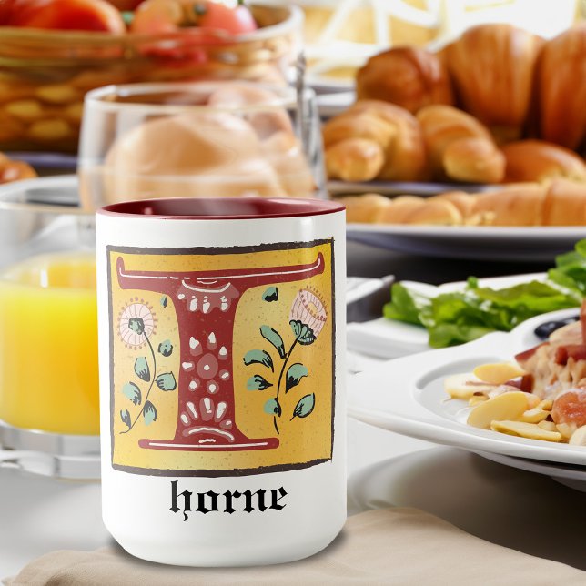 Taza Letra medieval floral iluminada T Monograma Mug (Subido por el creador)