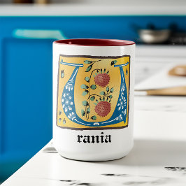 Taza Letra medieval floral iluminada U Monograma Mug