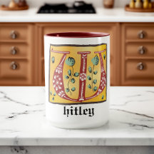 Letra medieval floral iluminada W Monograma Mug