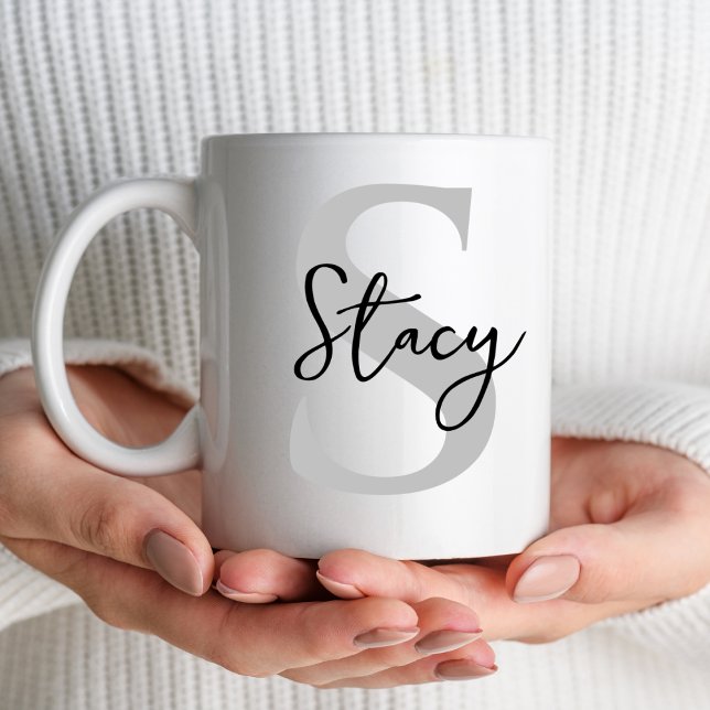 Taza Letra mínima inicial regalos de Navidades de monog (Subido por el creador)