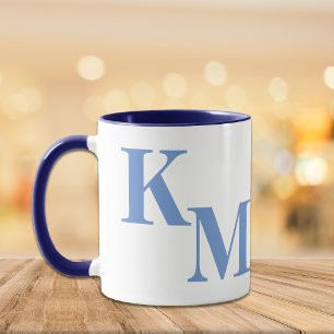Taza Letra Minimalista moderna azul pálido monograma ta