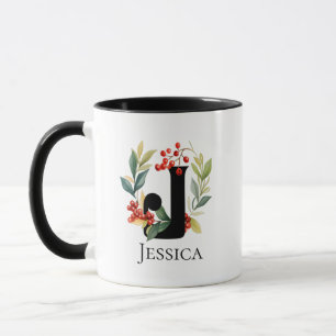 Taza Letra monográfica J Navidades Berry Wreath