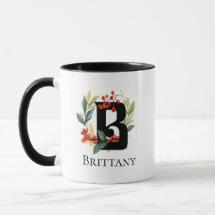 Taza Letra monograma B del navidad Wreath Berries