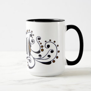 Taza Letra nórdica monograma "A" en negro y oro