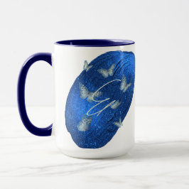 Taza Letra original azul real mariposas e monograma