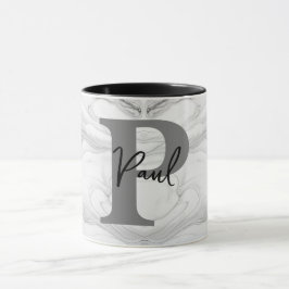 Taza Letra P de monograma de mármol moderno y clásico