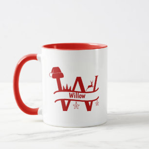 Taza Letra personalizado F Nombre Navidades Monograma M