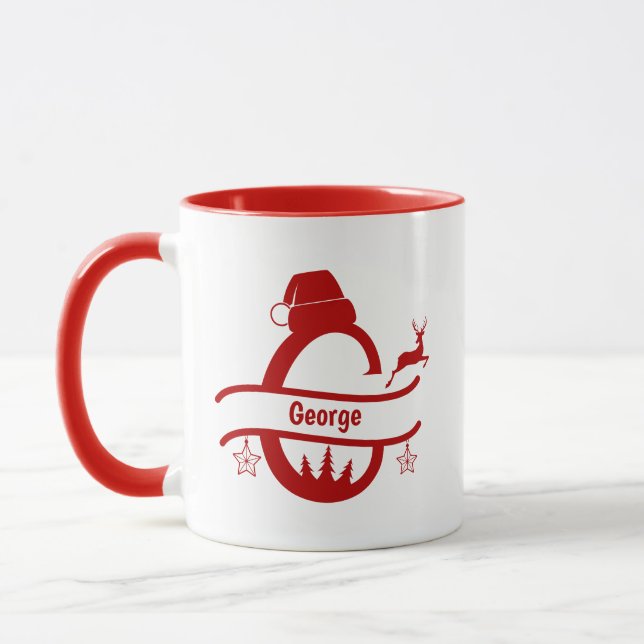 Taza Letra personalizado G Nombre Navidades Monograma M (Izquierda)