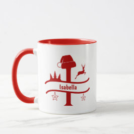 Taza Letra personalizado I Nombre Navidades Monograma M