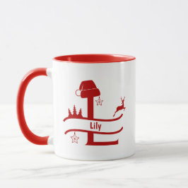 Taza Letra personalizado L Nombre Navidades Monograma M