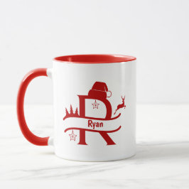 Taza Letra personalizado R Nombre Navidades Monograma M