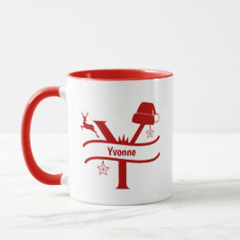 Taza Letra personalizado Y Nombre Navidades Monograma M