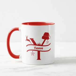 Taza Letra personalizado Y Nombre Navidades Monograma M