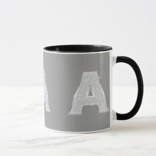 Taza Letra Purpurina a plateada