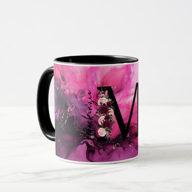 Taza Letra rosa y morada monograma M (Anverso izquierdo)