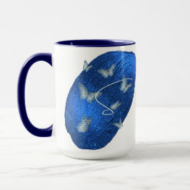 Taza Letra Royal Blue Butterflies (mariposas azules rea