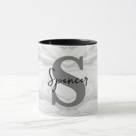 Taza Letra S de monograma en mármol moderno y clásico