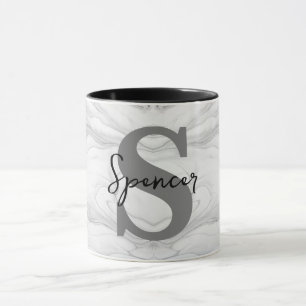 Taza Letra S de monograma en mármol moderno y clásico