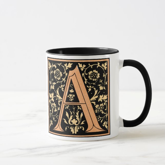 Taza Letra Vinatge Black & Gold 'A' - Mug (Derecha)