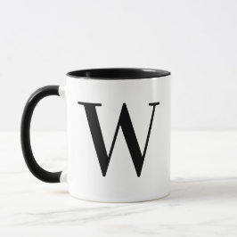 Taza Letra W de monograma minimalista personalizada neg