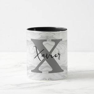 Taza Letra X de monograma de mármol moderno y clásico