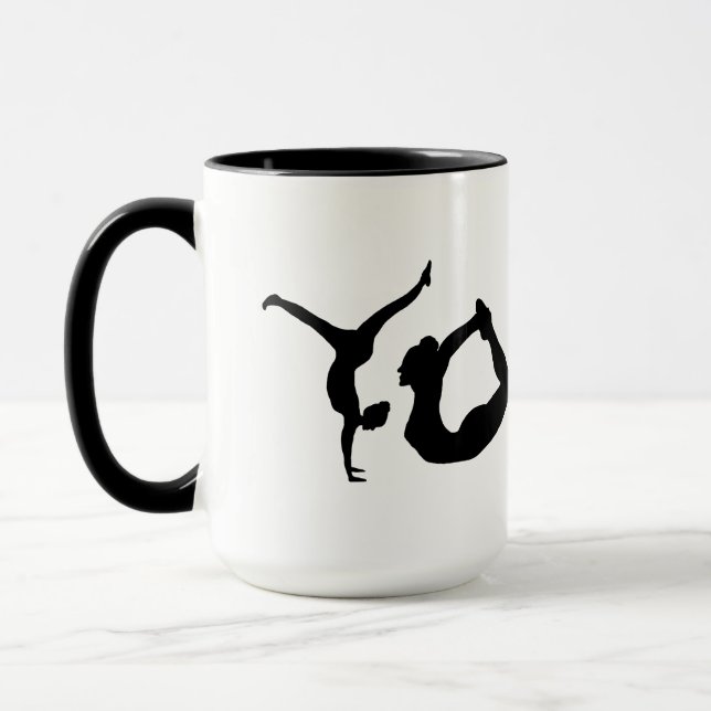 Taza Letra yoga posicionamientos negro silueta (Izquierda)