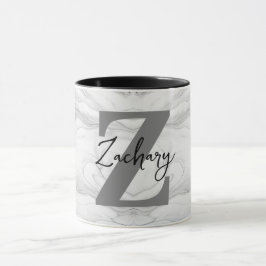 Taza Letra Z de monograma de mármol moderno y clásico