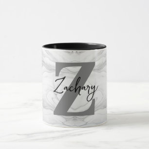 Taza Letra Z de monograma de mármol moderno y clásico