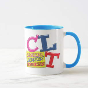 TAZA LETRAS BLANCAS CLT TÉCNICAS DE LABORATORIO CLÍNICO