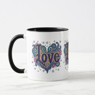 Taza Letras de Amor Psico Bohemio con Acento Floral