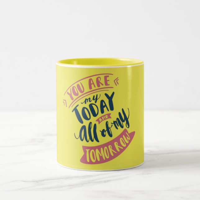 Taza "Letras de Boda Lindas" para Parejas (Centro)