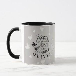 Taza Letras de Cumpleaños de Hija Minimalista