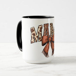 Taza Letras de MAMA con Estampado de Animal y Lazo Marr