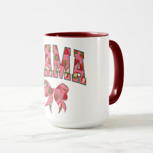 Taza Letras de MAMA Floral Rosa con Lazo