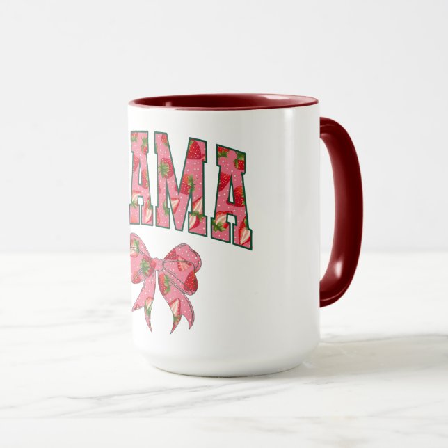 Taza Letras de MAMA Floral Rosa con Lazo (Anverso derecho)