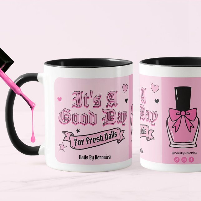 Taza Letras góticas rosadas Tech de uñas (Pink Gothic Lettering Nail Tech Mug)