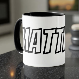 Taza Letras Grandes Modernas Geniales Simples Nombre