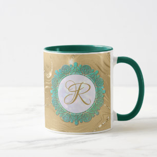 Taza Letras Iniciales de Monograma Elegante con Mandala