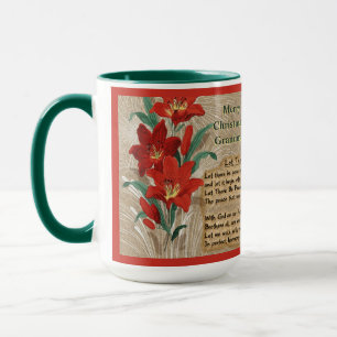 Taza Letras sobre los lirios rojos y los Navidades - Pe