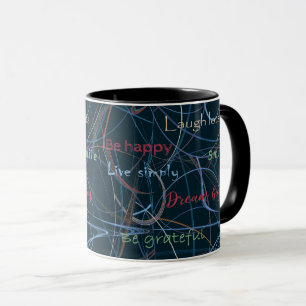 Taza Letras y abstración de colores y negros