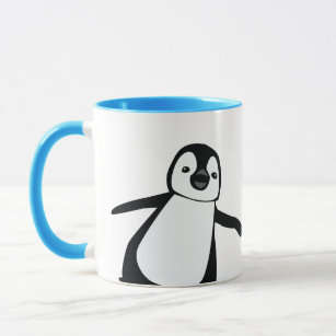 Taza Letrero personalizado Nombre Cute Peeking Penguin