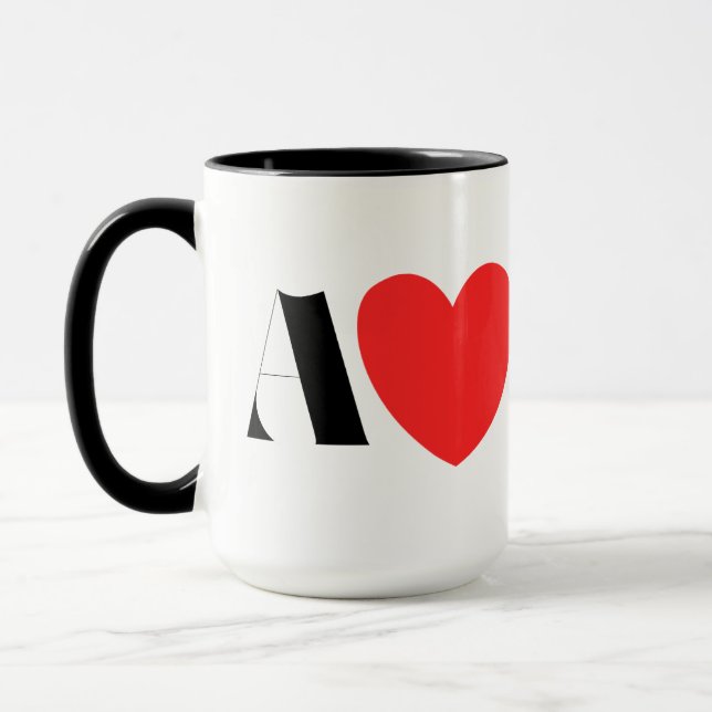 Taza Letter A Heart - Valentine Initial Love Design (Izquierda)