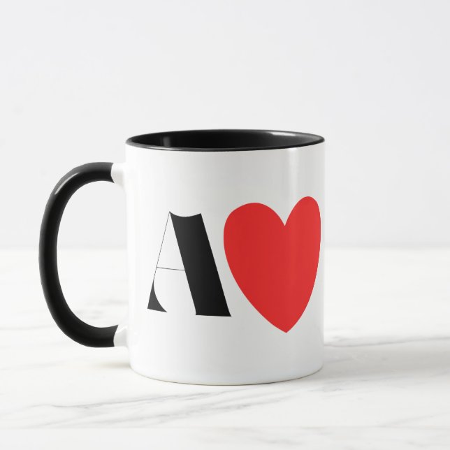 Taza Letter A Heart - Valentine Initial Love Design (Izquierda)