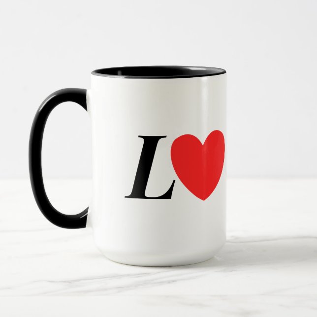 Taza Letter L Heart - Valentine Initial Love Design (Izquierda)