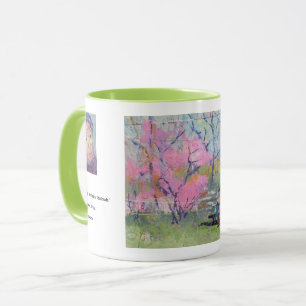 Taza Leyendo su carta Redbuds / Artista Larry Lerew