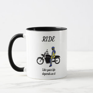 Taza Leyes azules y amarillas en carrera de motocicleta