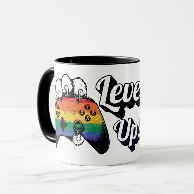 Taza LGBT Pride Level Up Tiger Paw Controller Mug 2026 (Anverso izquierdo)